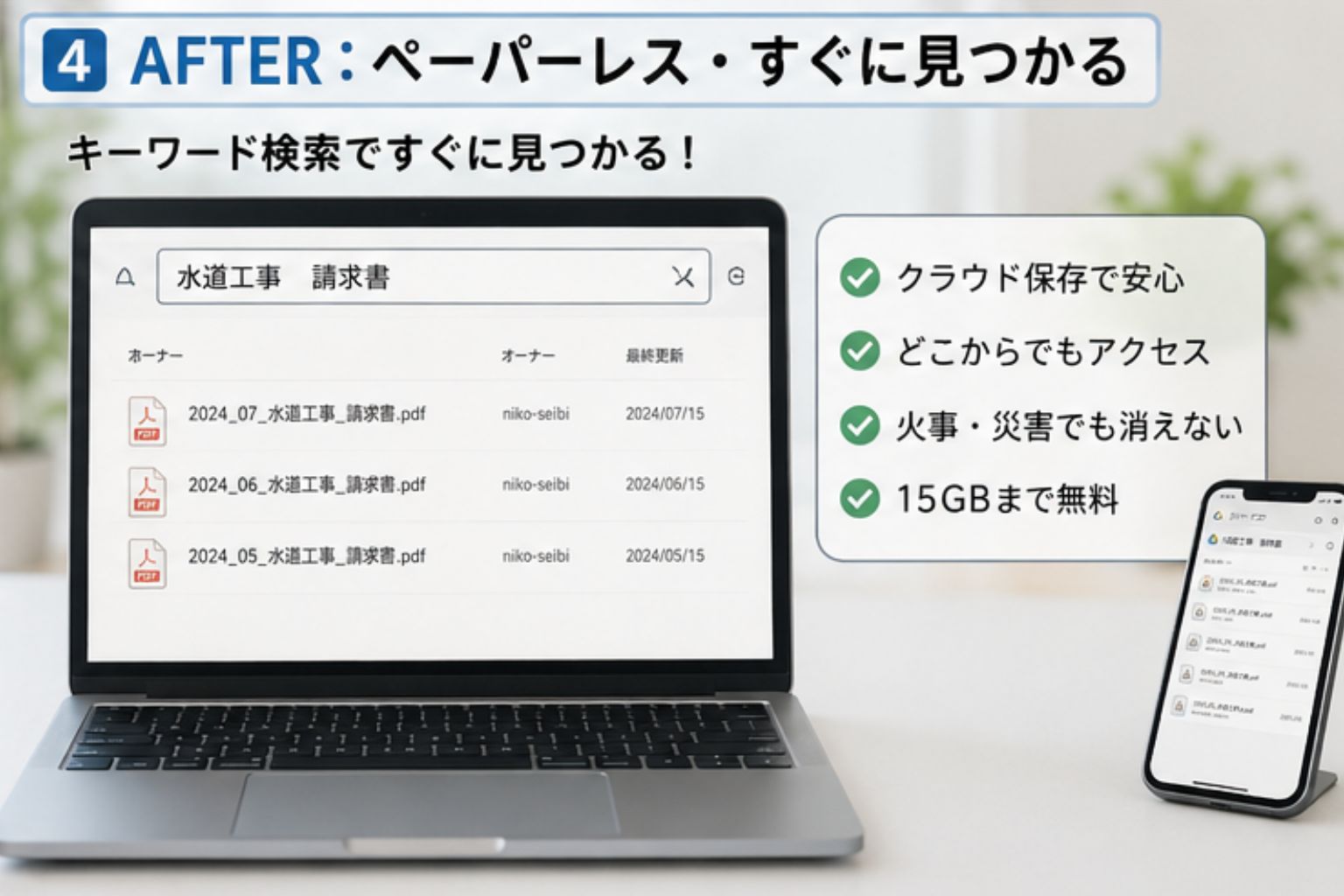 IT化後のスッキリした事務所のイメージ
